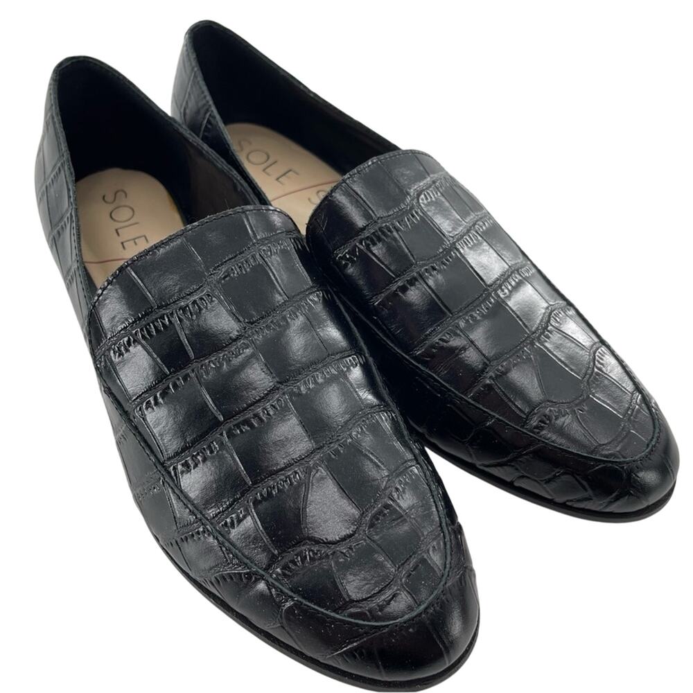 Sole /Society Black Vegan Leather Dark Academia Office Loafers Size 6.5